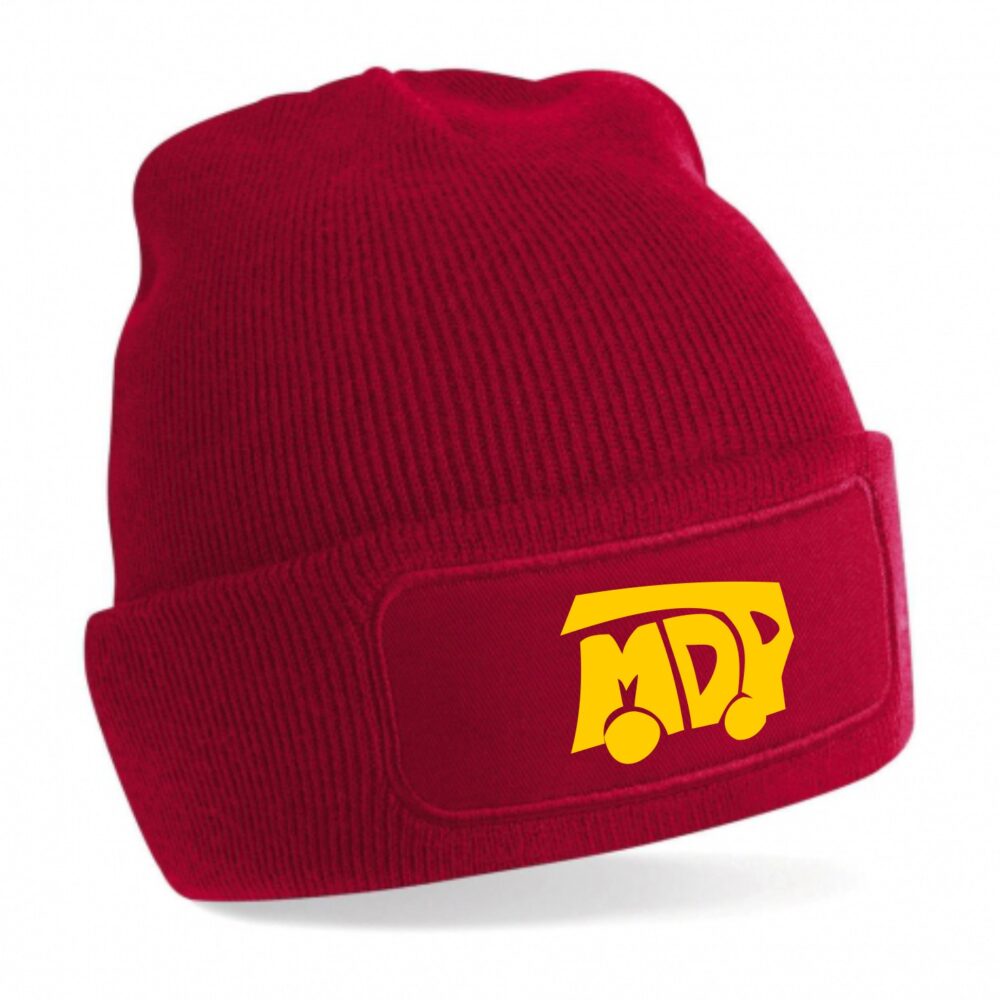 Czapka zimowa z nadrukiem MDP czerwono/żółty